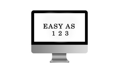 easy as 1 2 3 written on modern laptop isolated on white background simplicity concept 3D illustration  - 277346872