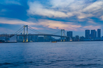 Fototapeta na wymiar 海辺の東京の夕景