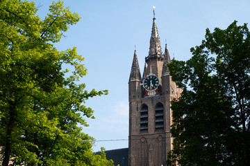 Fototapeta na wymiar Oude Kerk or Old church, Delft