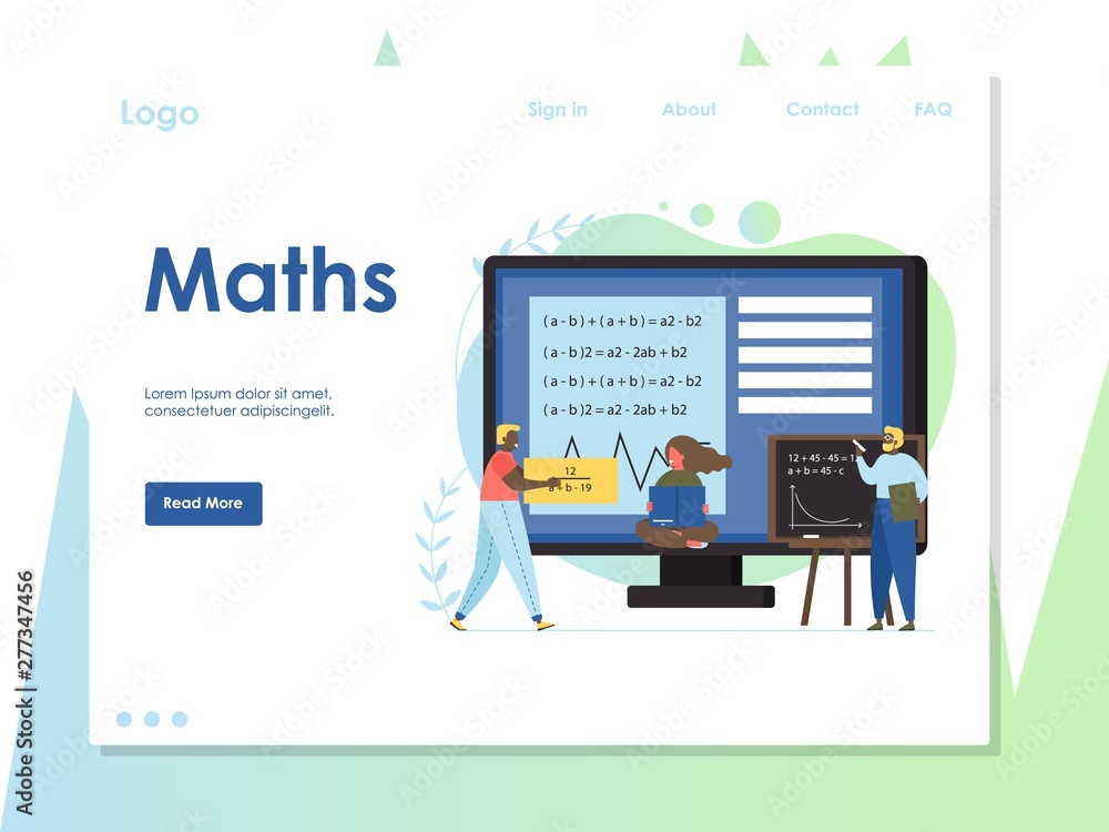 Poster maths vector website landing page design template
