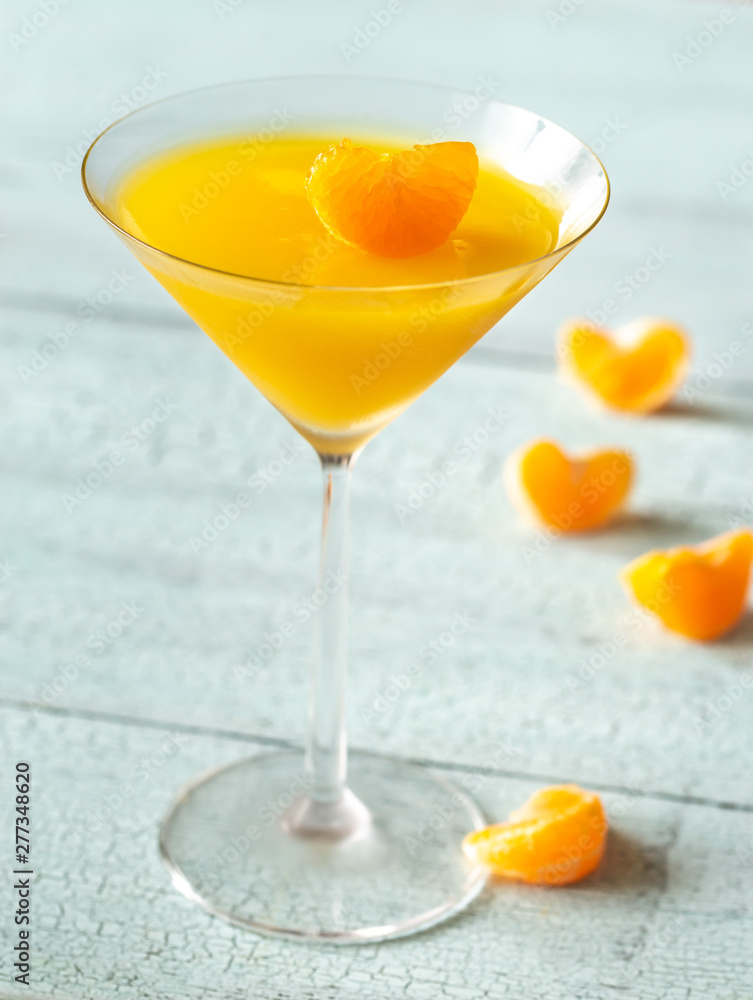 Poster cocktail glass with orange jelly dessert