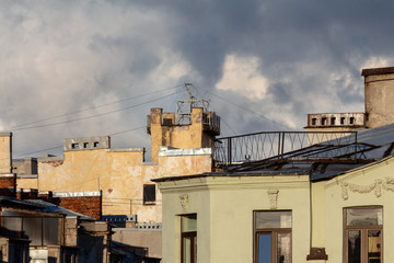 Fototapeta na wymiar roofs of town houses