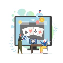 Online poker, vector flat style design illustration