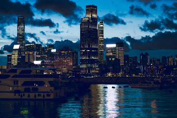 Beautiful illuminated hong Kong skylines at night