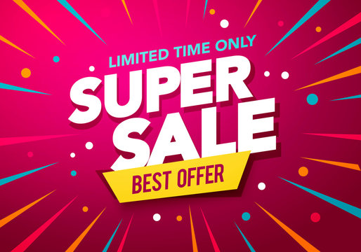 Vector Illustration Super Sale Banner Design With Party Background