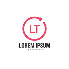 Initial LT logo template with modern frame. Minimalist LT letter logo vector illustration