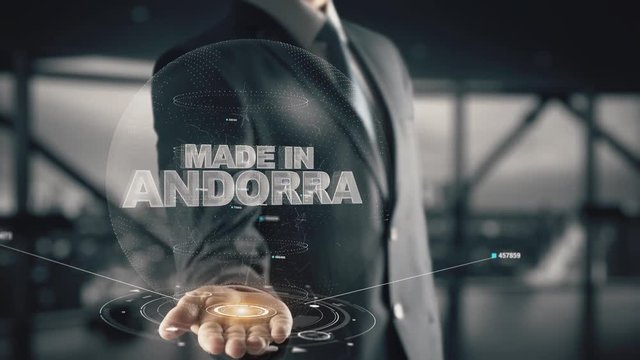 Made in Andorra with hologram businessman concept