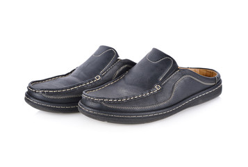 black casual half slippers men shoes on white background