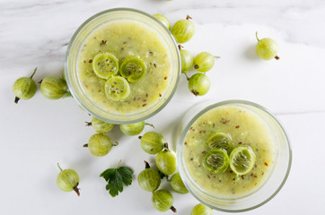 Fresh prepared gooseberry smoothie for healthy and delicious breakfast