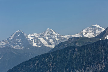Fototapeta na wymiar Eiger,Mönch et Jungfrau,sommets des Alpes Suisses