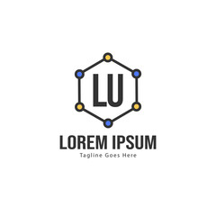 Initial LU logo template with modern frame. Minimalist LU letter logo vector illustration
