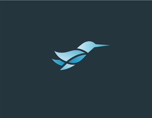Abstract geometric bird hummingbird logo for company