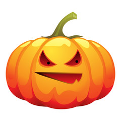 Happy halloween illustration of angry pumpkin.