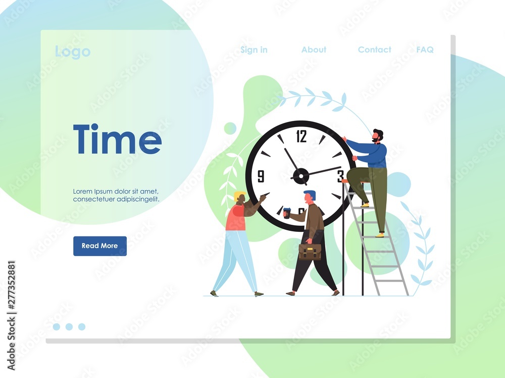 Poster time vector website landing page design template