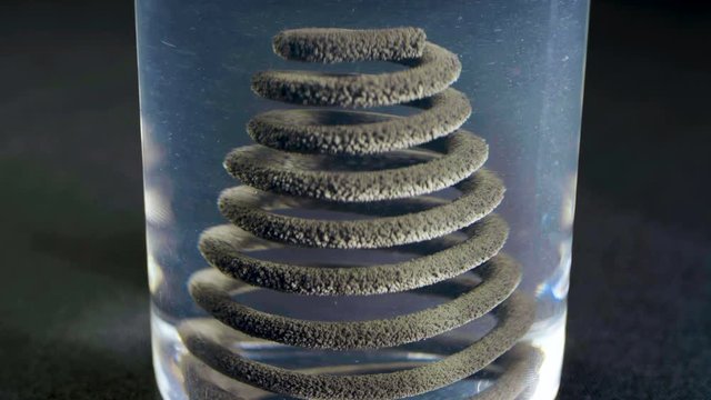 Video of chemical reaction copper wire and argentum solution