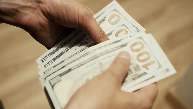 Unrecognizable Person, Employee Counting Money, Dissatisfied With Salary, Low Company Earnings Concept