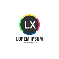 Initial LX logo template with modern frame. Minimalist LX letter logo vector illustration