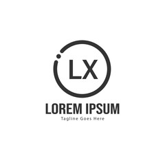 Initial LX logo template with modern frame. Minimalist LX letter logo vector illustration