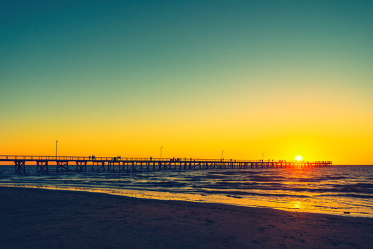 Semaphore Beach With Jetty At Sunset