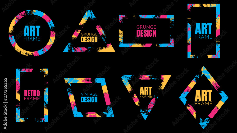 Aufkleber vector frame for text. modern art graphics. dynamic frame stylish geometric black background. elemen