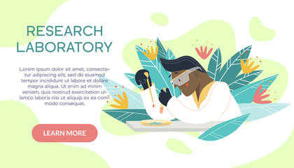 Scientist working in laboratory on the abstract background. Male medical researcher in white coat doing experiments and research with flasks. Chemistry medical lab research concept banner