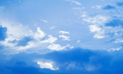 Blue sky with cumulus and cirrus clouds