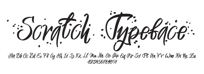 Hand drawn typeface. Painted vector characters: lowercase and uppercase. Typography alphabet for your designs: logo, typeface, card