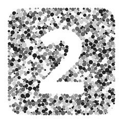 Digit 2 color distributed circles dots illustration
