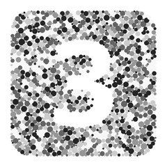 Digit 3 color distributed circles dots illustration