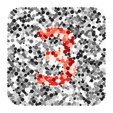 Digit 3 color distributed circles dots illustration