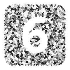 Digit 6 color distributed circles dots illustration