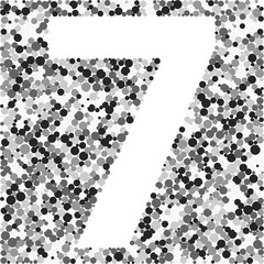 Digit 7 color distributed circles dots illustration
