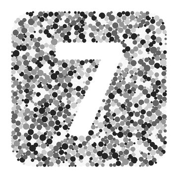 Digit 7 color distributed circles dots illustration