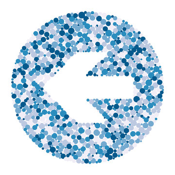 Left arrow color distributed circles dots illustration