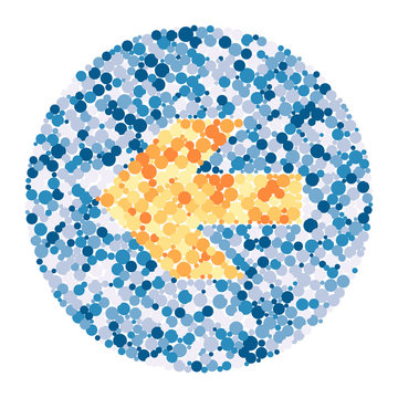 Left arrow color distributed circles dots illustration
