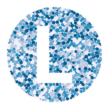 L letter color distributed circles dots illustration