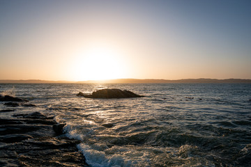 Namibia, South Atlantic waves in the sunset	