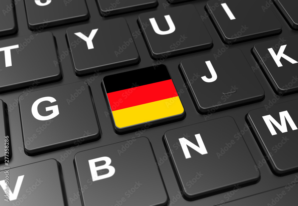 Poster close up of button with germany flag on black keyboard