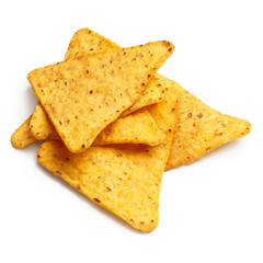 Fototapeta premium Mexican nachos chips, isolated on white background