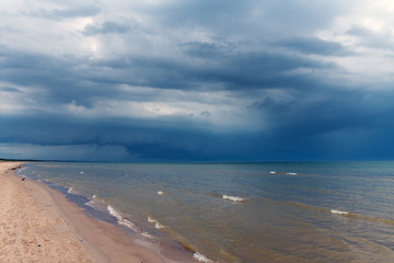 Rainy day by Baltic sea at Liepaja, Latvia.
