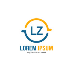 Initial LZ logo template with modern frame. Minimalist LZ letter logo vector illustration