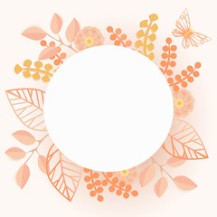 Tropical banner with leaves and flowers vector. Modern trendy spring summer background.