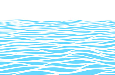 Blue water waves perspective landscape. Vector horizontal seamless pattern - 277360459