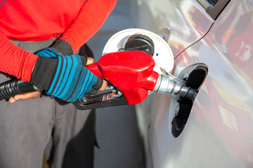 Car refueling on the petrol station 