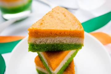 Tri-coloured / tiranga  Cake for Independence/republic Day celebration using Indian Flag colours