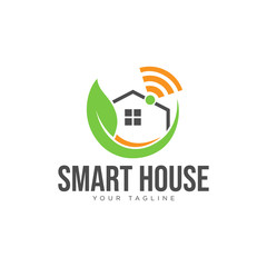 Eco smart house technology logo design illustration