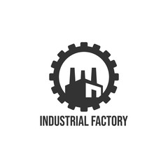 Industrial factory building flat logo design vector