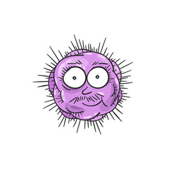 Microbe doodle. Virus sketch. Bacteria. Cell. Germ. Allergy. Disease. Parasite. Unicellular organism. Cute cartoon microbe. Infection. Funny microorganism. Alien.