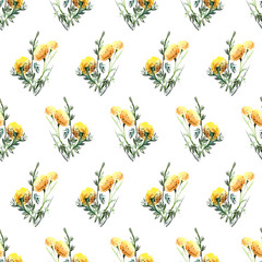 Seamless watercolor pattern of flowers for background