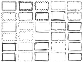 Frames doodle pencil signs set curve black white © ADELART